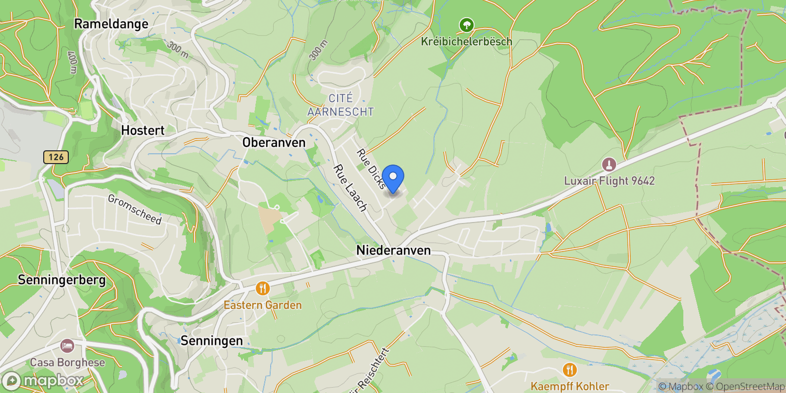 Map showing Niederanven, Niederanven, Luxembourg District, Luxembourg.