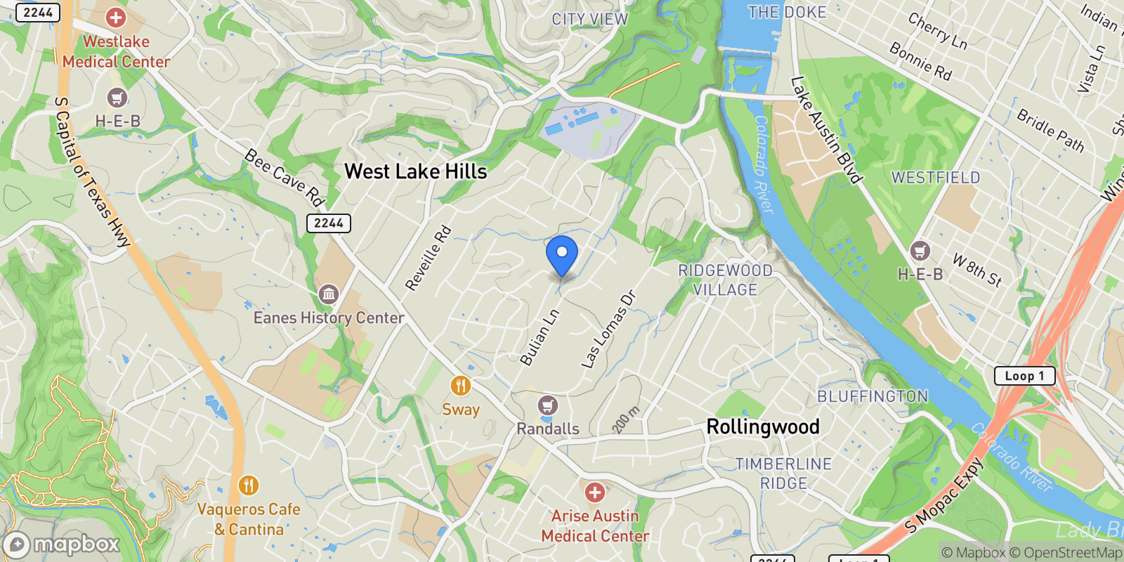 Map showing 607 Westbrook DR, Austin, Texas, United States.