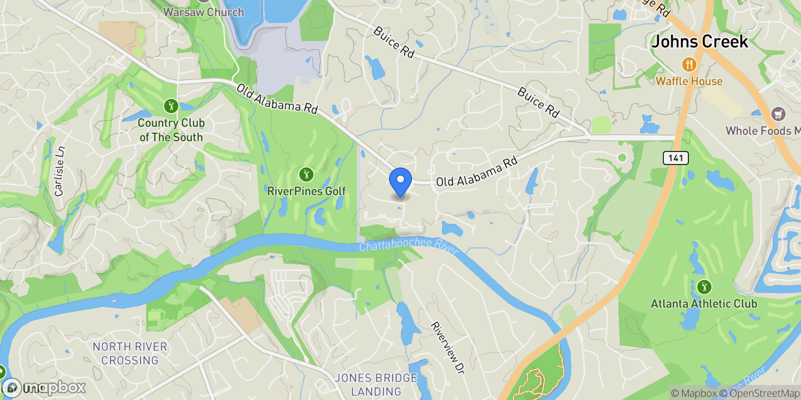 Map showing Alpharetta, Georgia, United States.