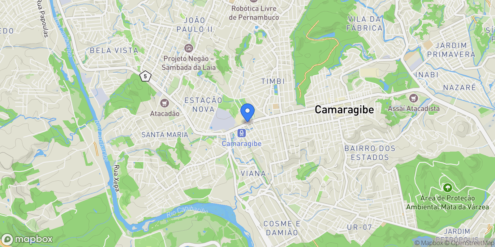 Map showing Camaragibe, State of Pernambuco, Brazil, Camaragibe, State of Pernambuco, Brazil.