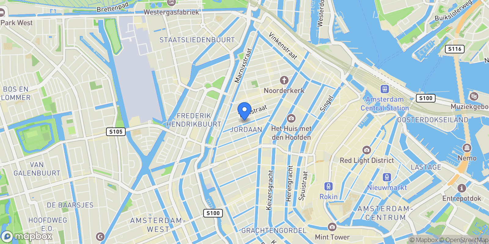 Map showing Egelantiersgracht 394, Amsterdam, North Holland, Netherlands.