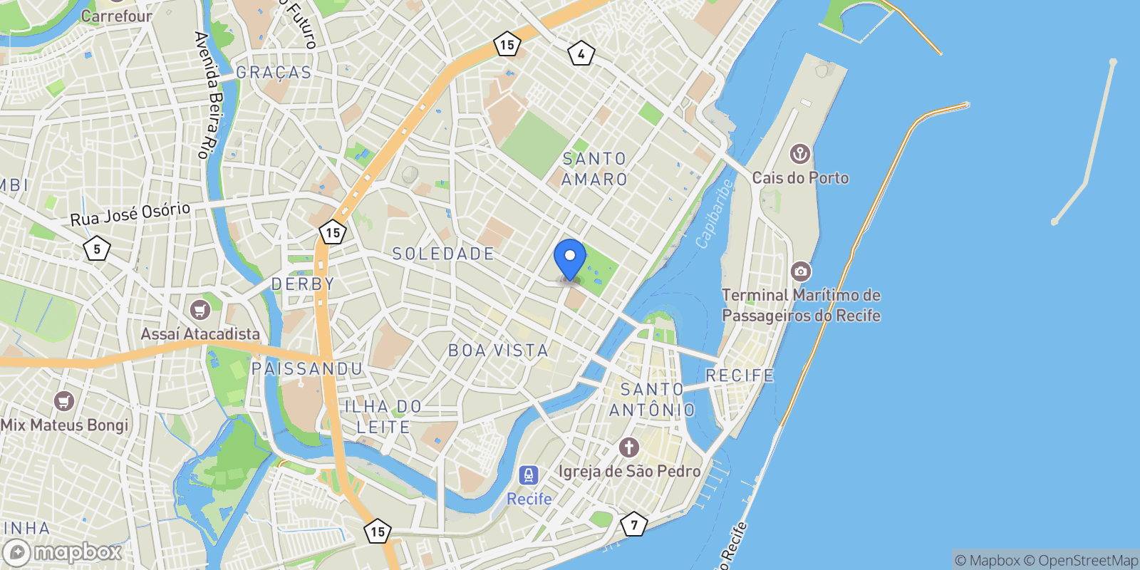 Map showing Recife, State of Pernambuco, Brazil, Recife, State of Pernambuco, Brazil.