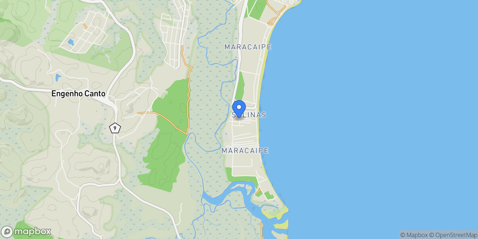 Map showing Maracaipe, Ipojuca - PE, Brazil, Maracaipe, State of Pernambuco, Brazil.