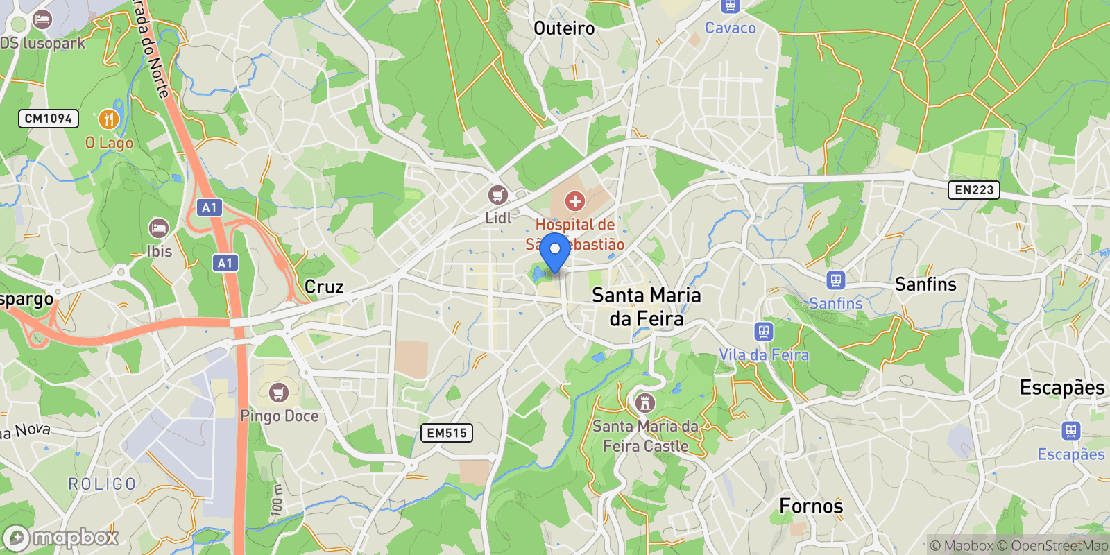 Map showing 4520 Santa Maria da Feira, Portugal, Santa Maria da Feira, Aveiro District, Portugal.