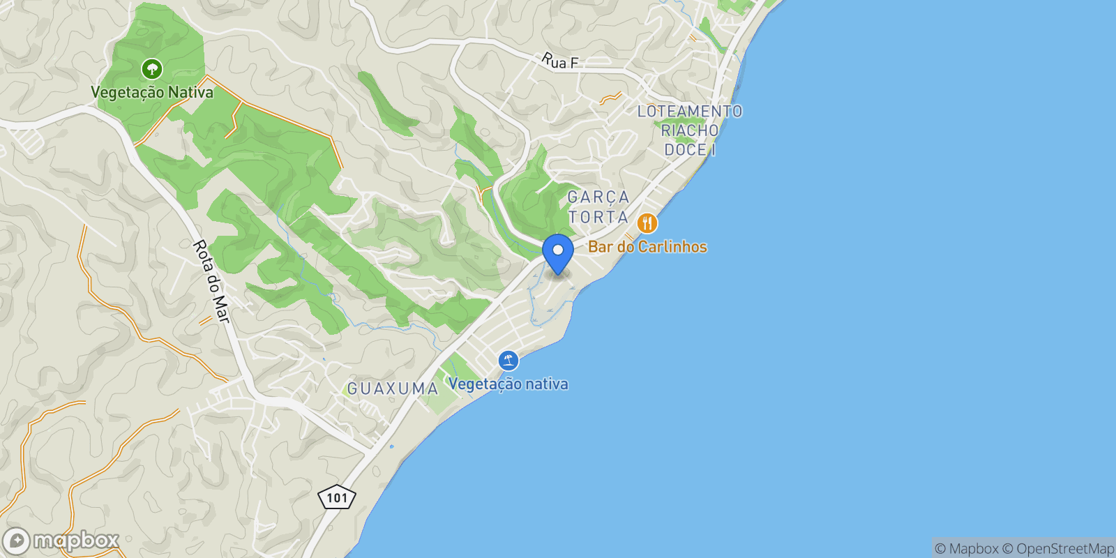 Map showing AL-101 - Garça Torta, Maceió - AL, 57020-970, Brazil, Garça Torta, State of Alagoas, Brazil.