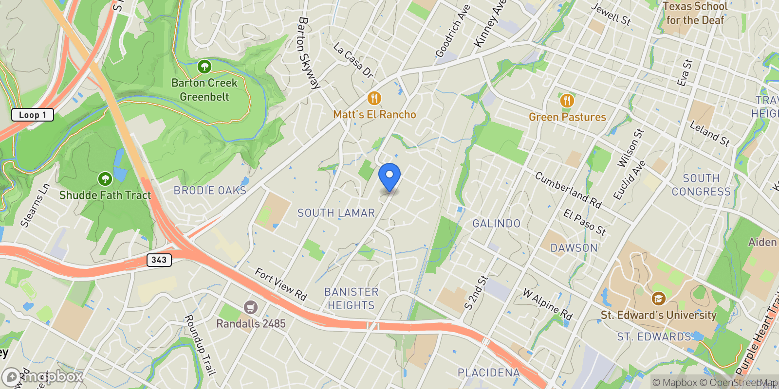 Map showing 3208 Clawson RD 3A, Austin, Texas, United States.
