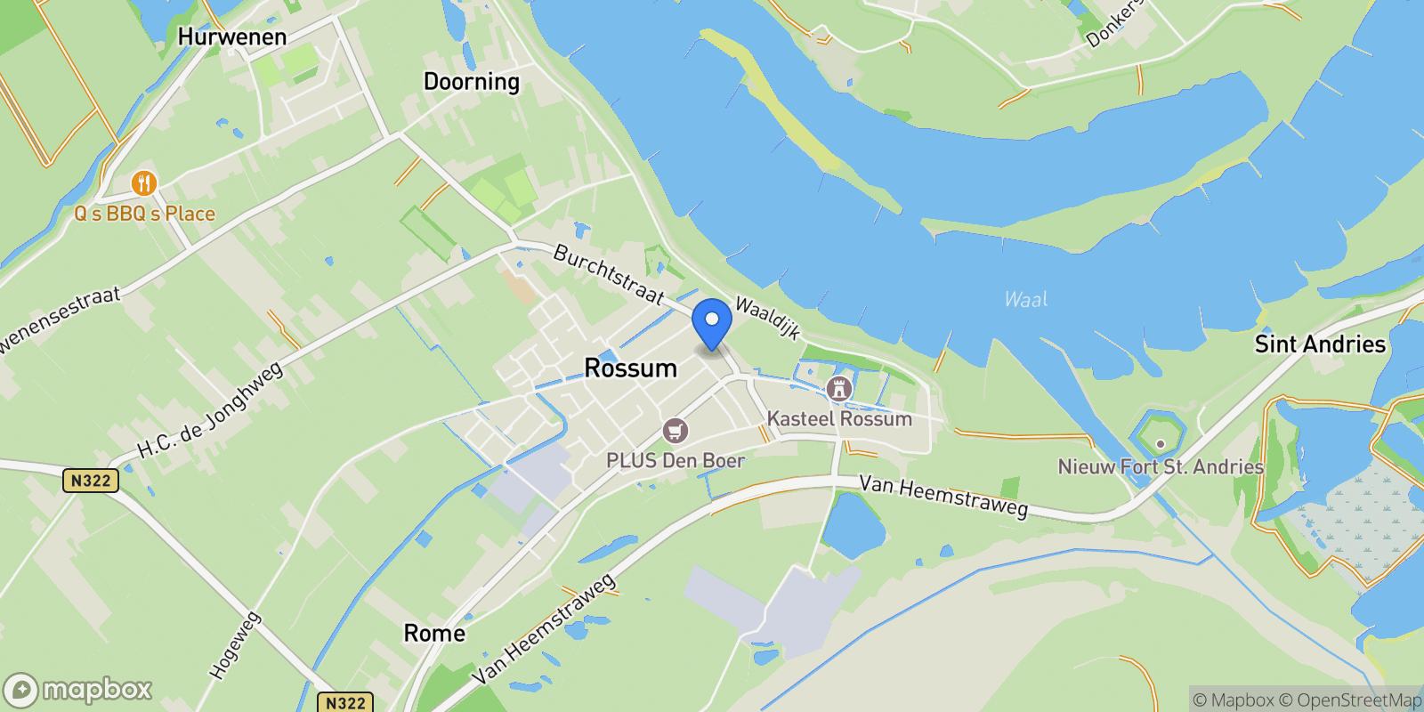 Map showing Kerkstraat 19, Rossum, Gelderland, Netherlands.