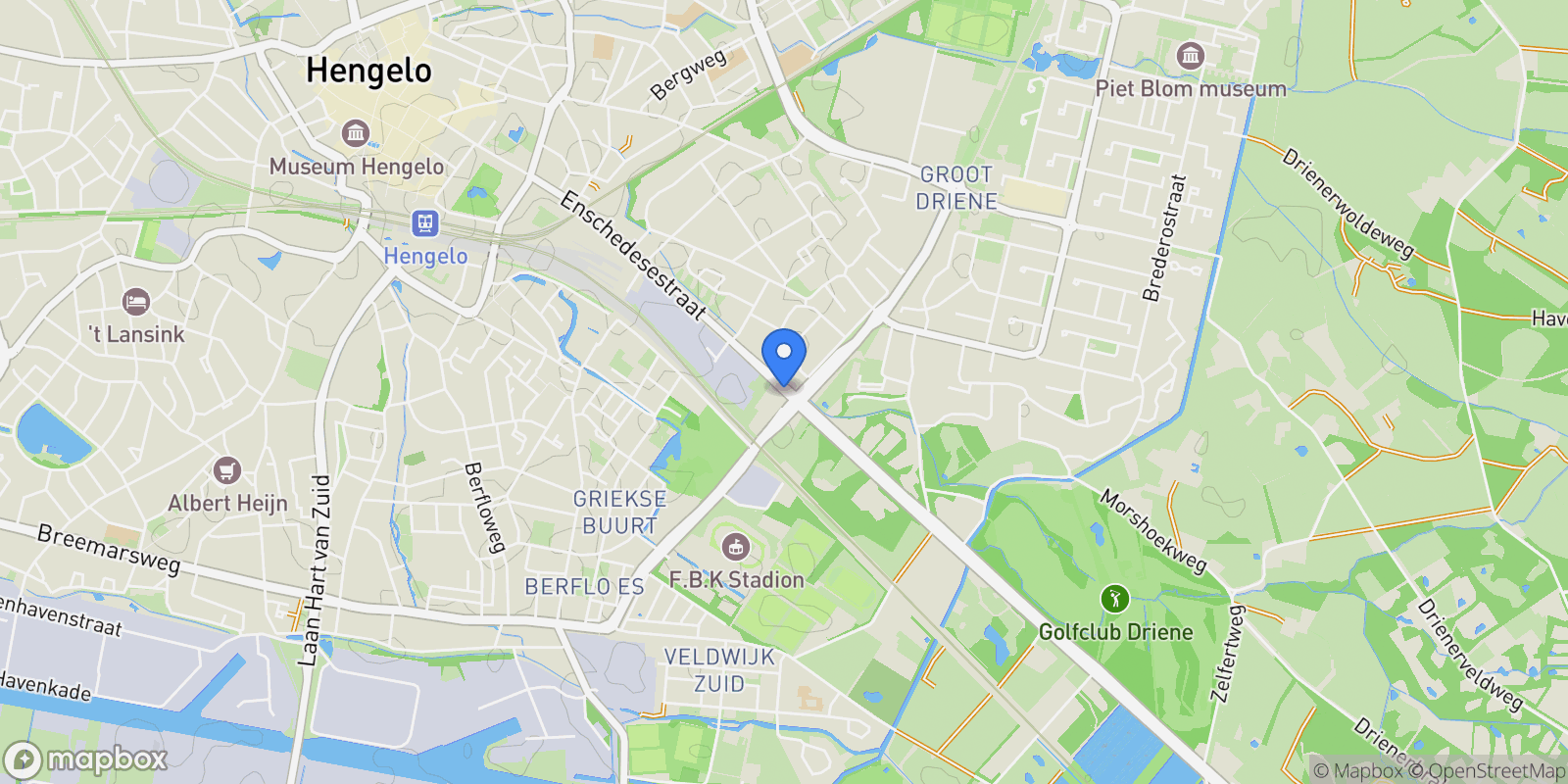 Map showing Enschedesestraat 0 ong, Hengelo, Overijssel, Netherlands.