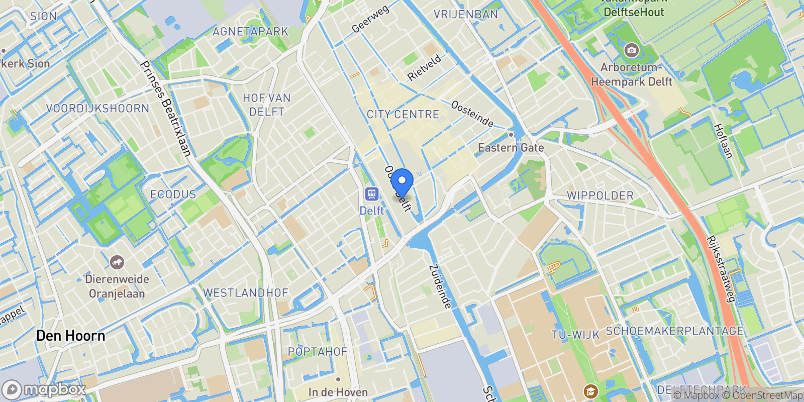 Map showing Oude Delft 45, Delft, South Holland, Netherlands.