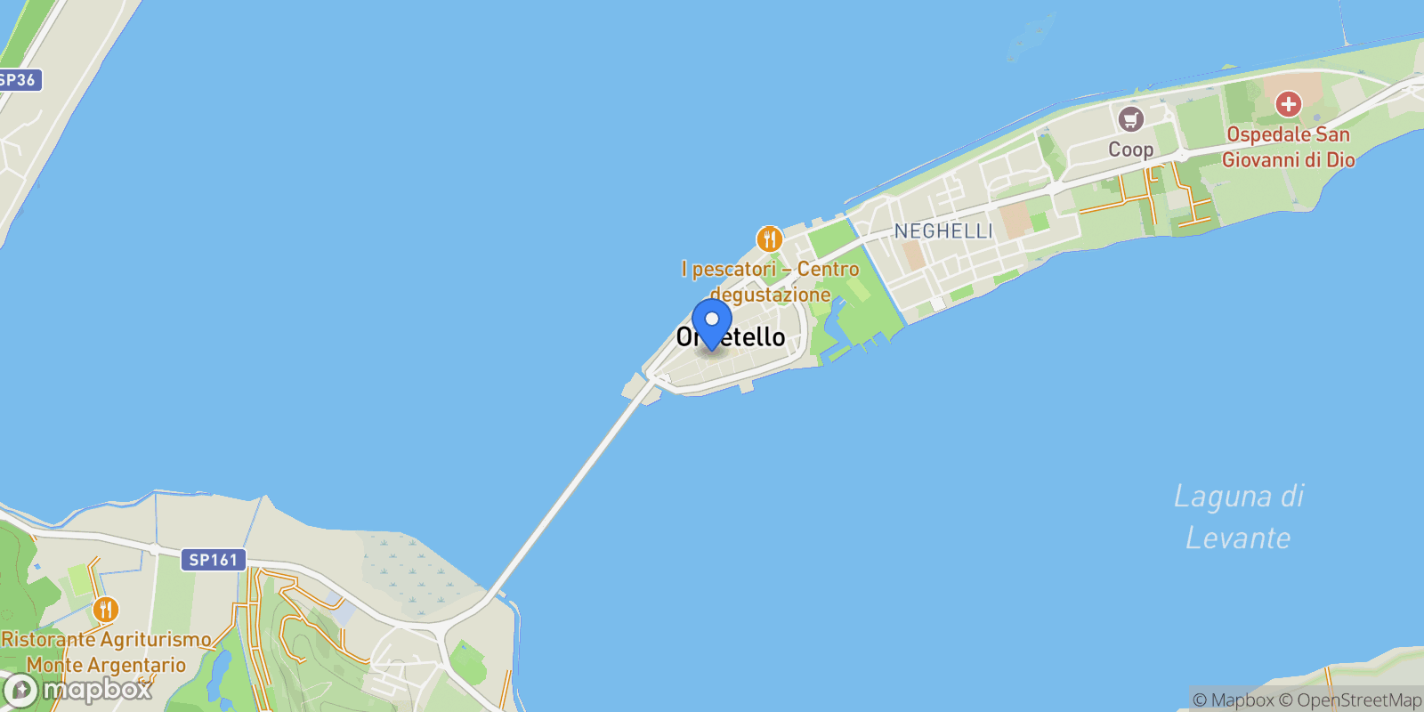 Map showing Via della Tagliata, Orbetello, Tuscany, Italy.