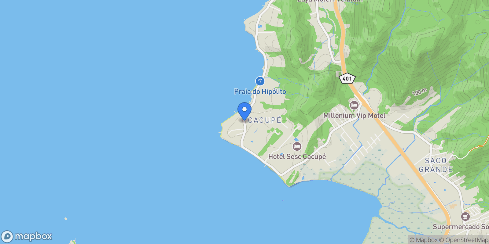 Map showing Estrada Haroldo Soares Glavan - Cacupé, Florianópolis - SC, Brazil, Cacupé, State of Santa Catarina, Brazil.