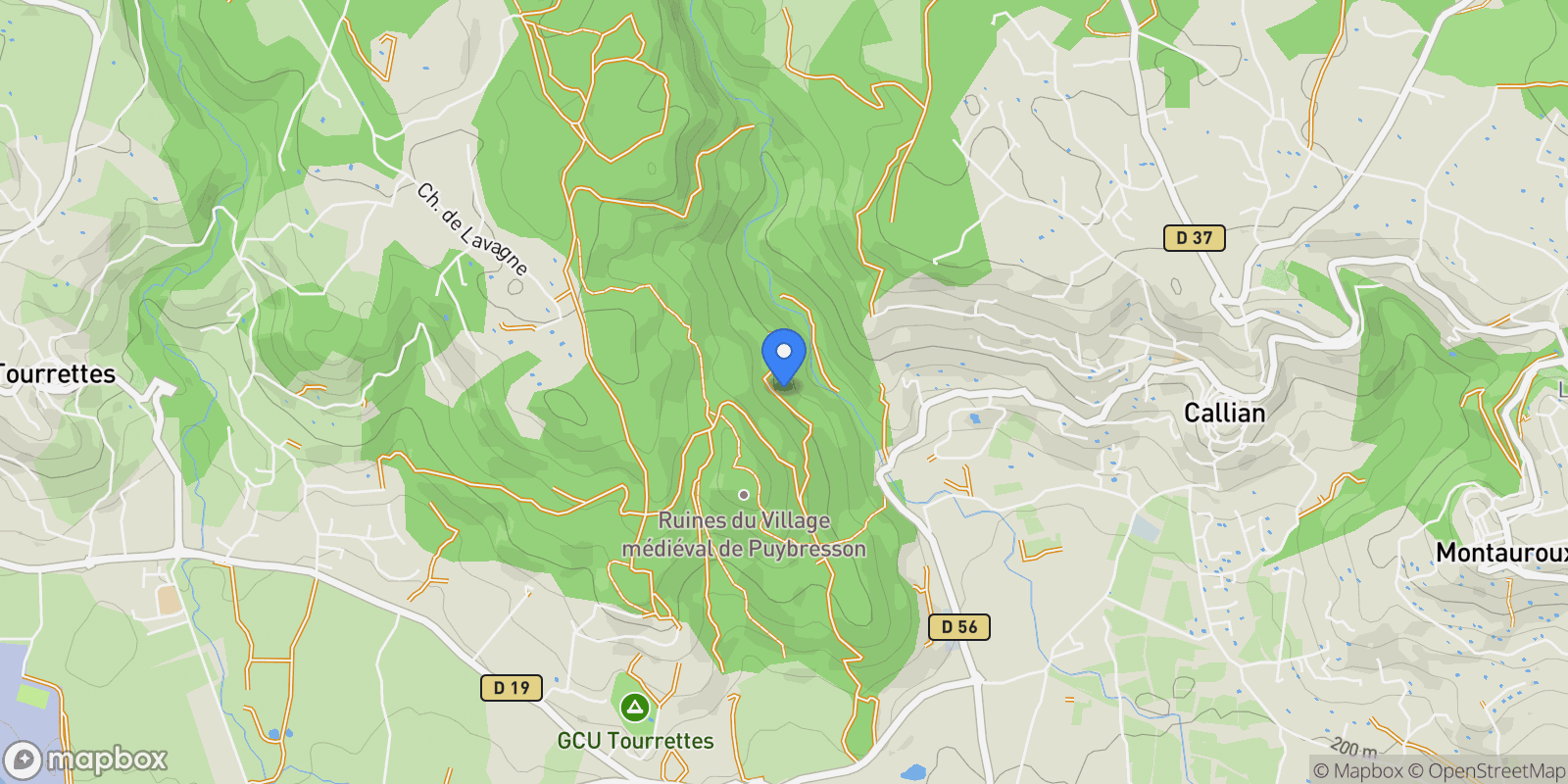 Map showing Tourrettes, Provence-Alpes-Côte d'Azur, France.