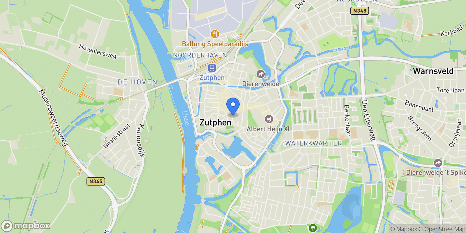 Map showing Zaadmarkt 93, Zutphen, Gelderland, Netherlands.
