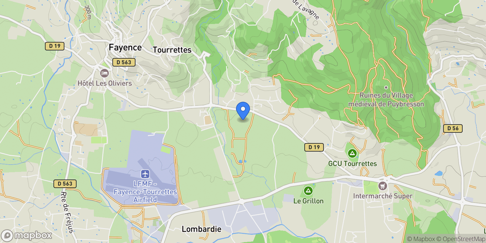 Map showing Tourrettes, Provence-Alpes-Côte d'Azur, France.