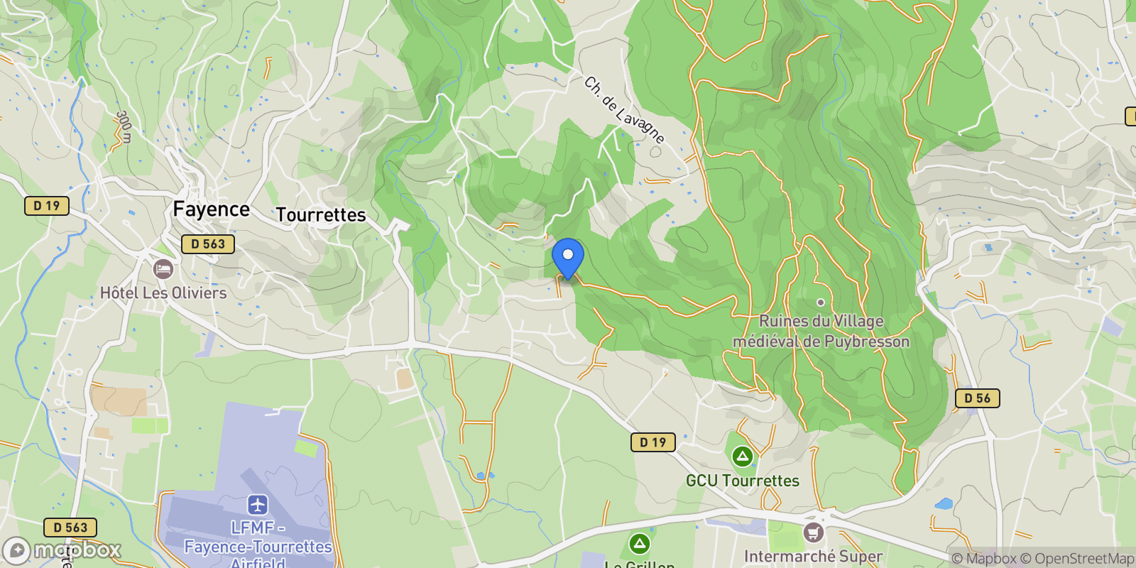 Map showing Tourrettes, Provence-Alpes-Côte d'Azur, France.