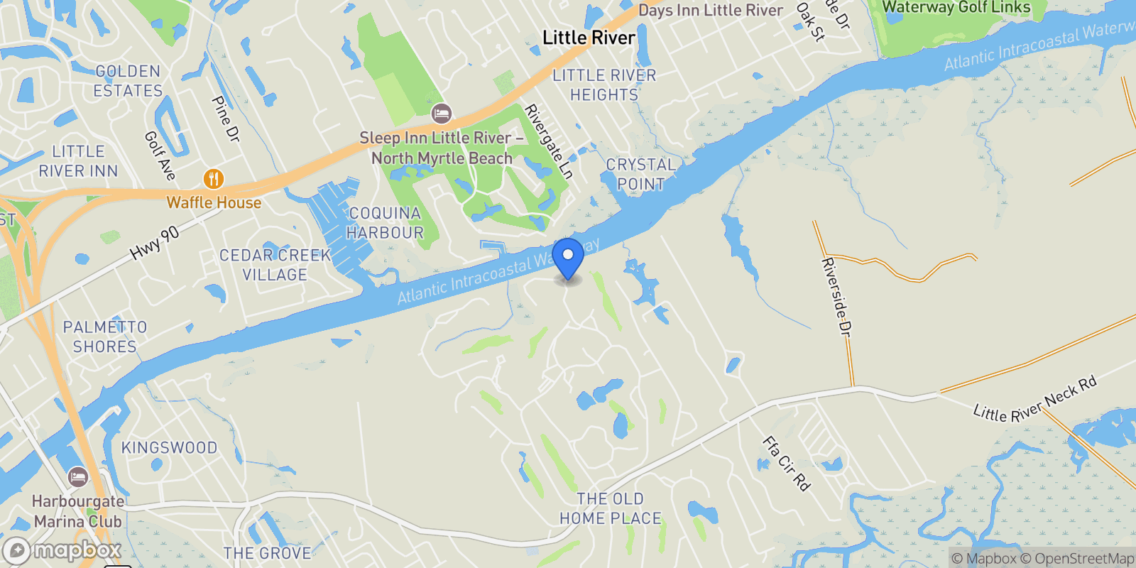Map showing 1609 Harbor Drive , North Myrtle Beach, SC 29582, North Myrtle Beach, South Carolina, United States.