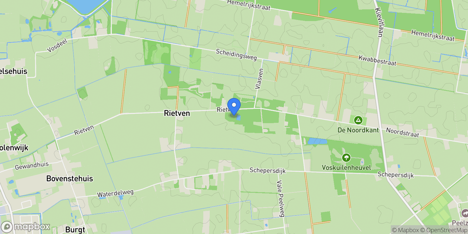 Map showing Rietven 6, Boekel, North Brabant, Netherlands.