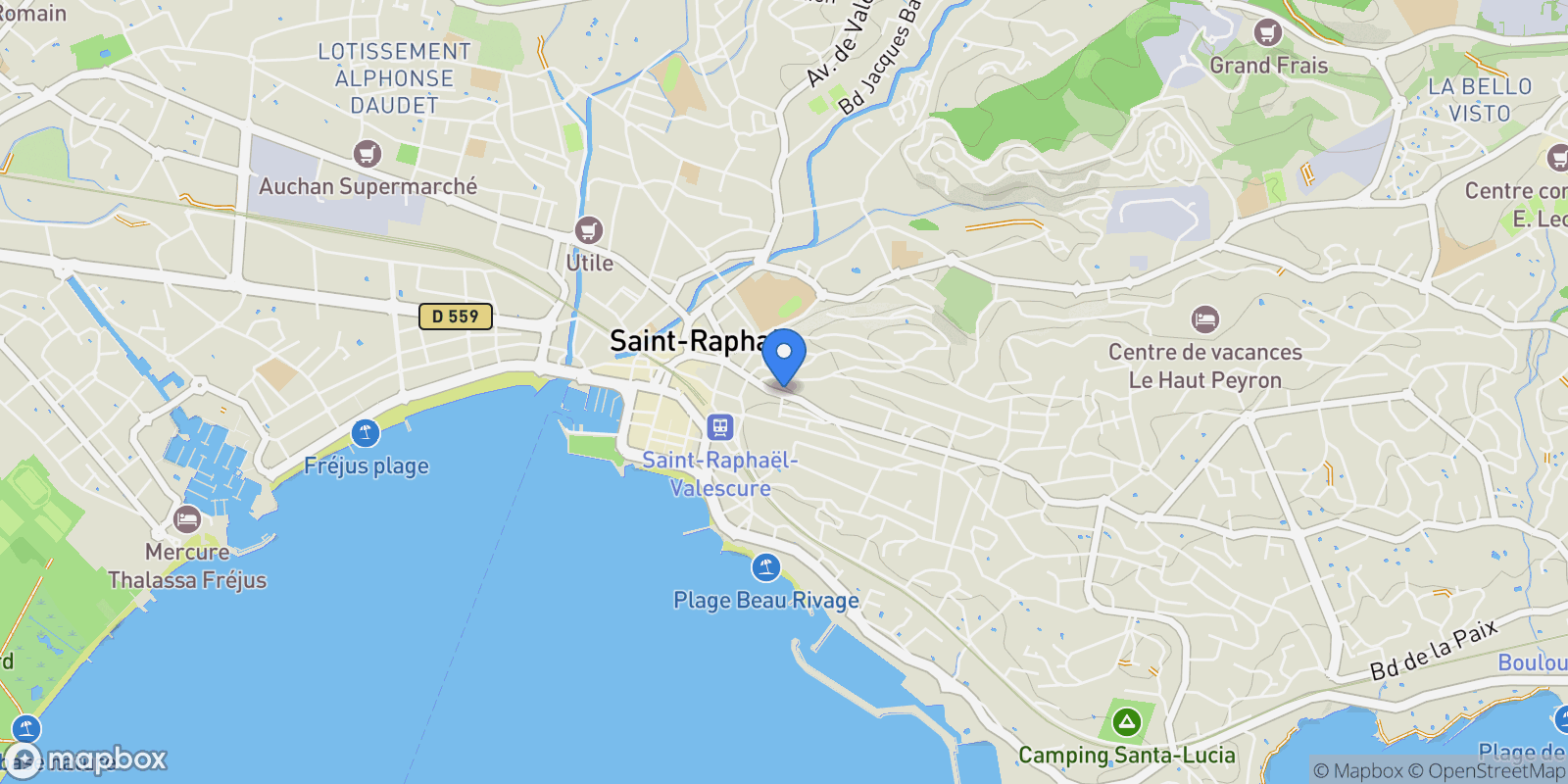Map showing Saint-Raphaël, Provence-Alpes-Côte d'Azur, France.
