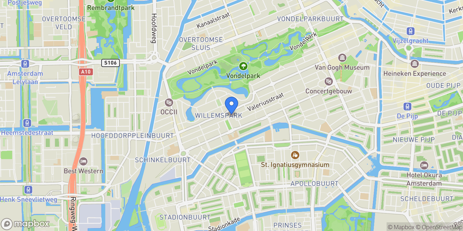 Map showing Valeriusstraat 170 H, Apollobuurt, North Holland, Netherlands.