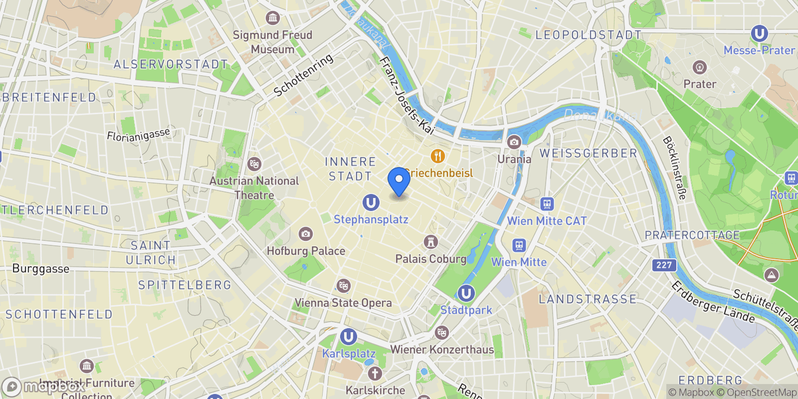 Map showing 1010 Vienna, Austria, Vienna, Wien, Austria.