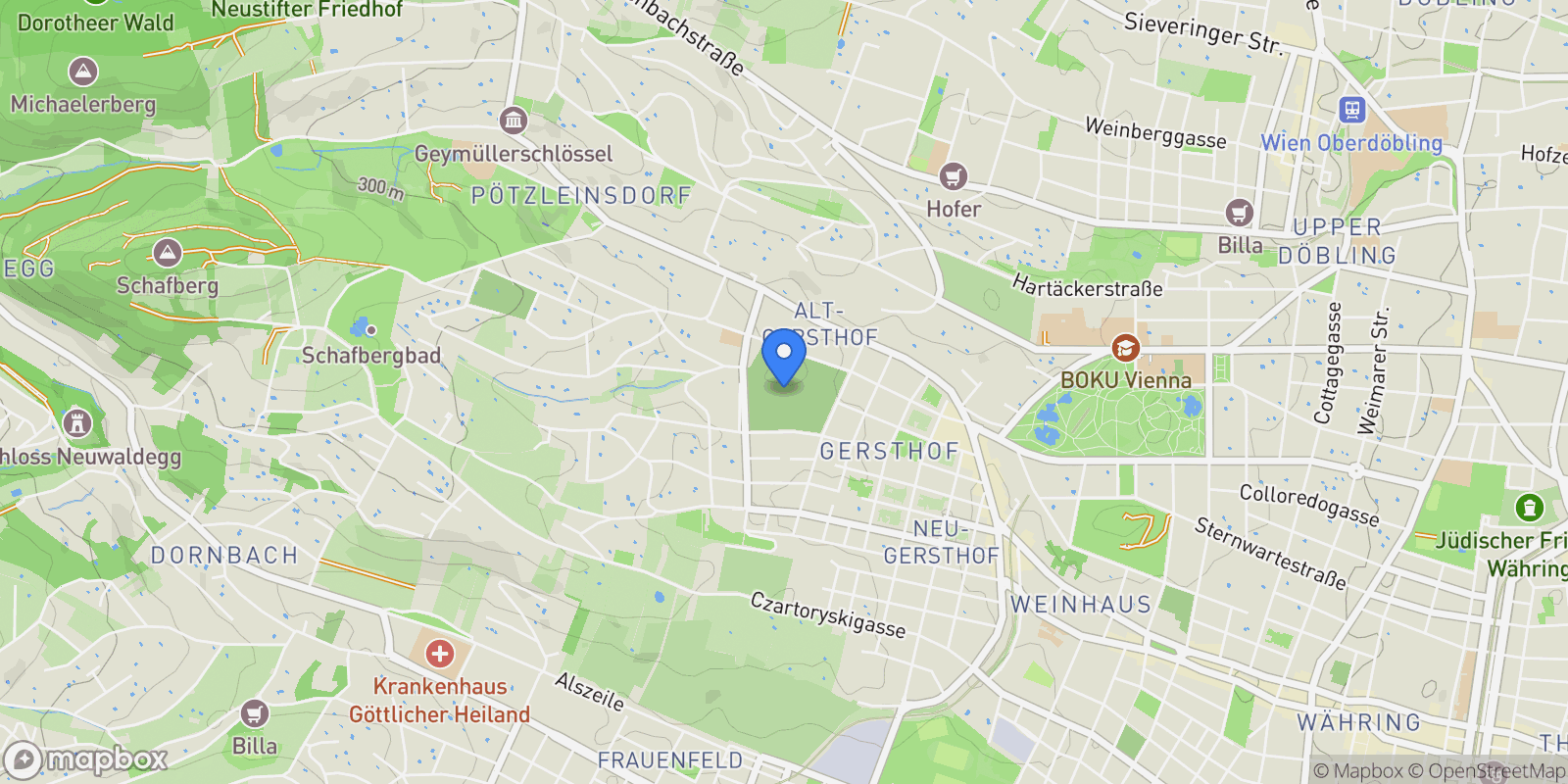 Map showing 1180 Vienna, Austria, Vienna, Wien, Austria.