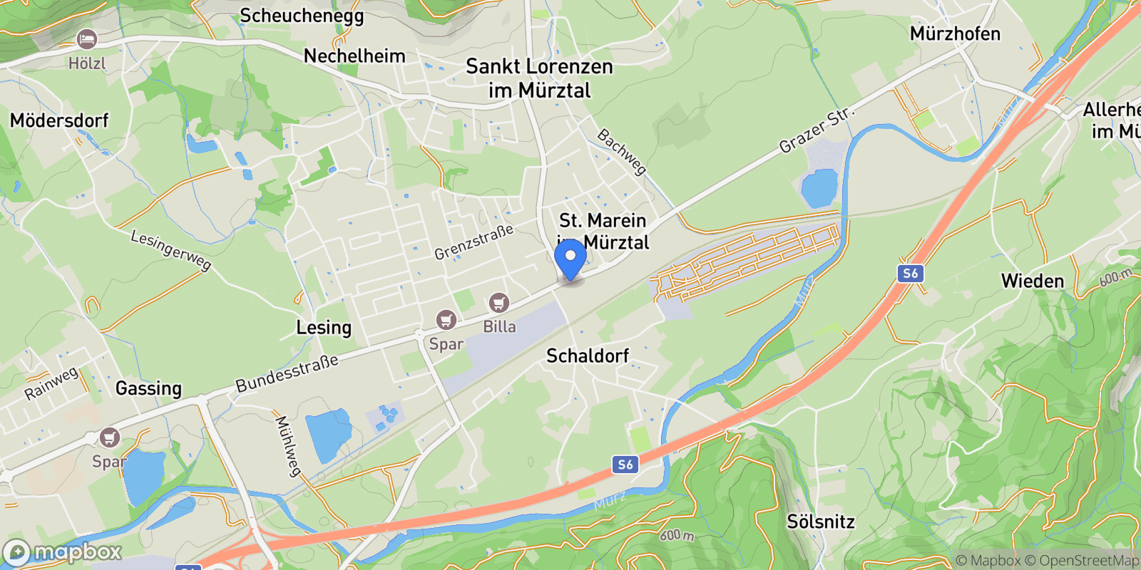 Map showing 8641 Sankt Marein im Mürztal, Austria, Sankt Marein im Mürztal, Styria, Austria.