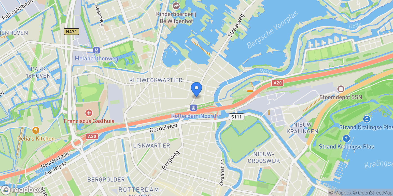 Map showing Straatweg 20, Hillegersberg-Noord, South Holland, Netherlands.