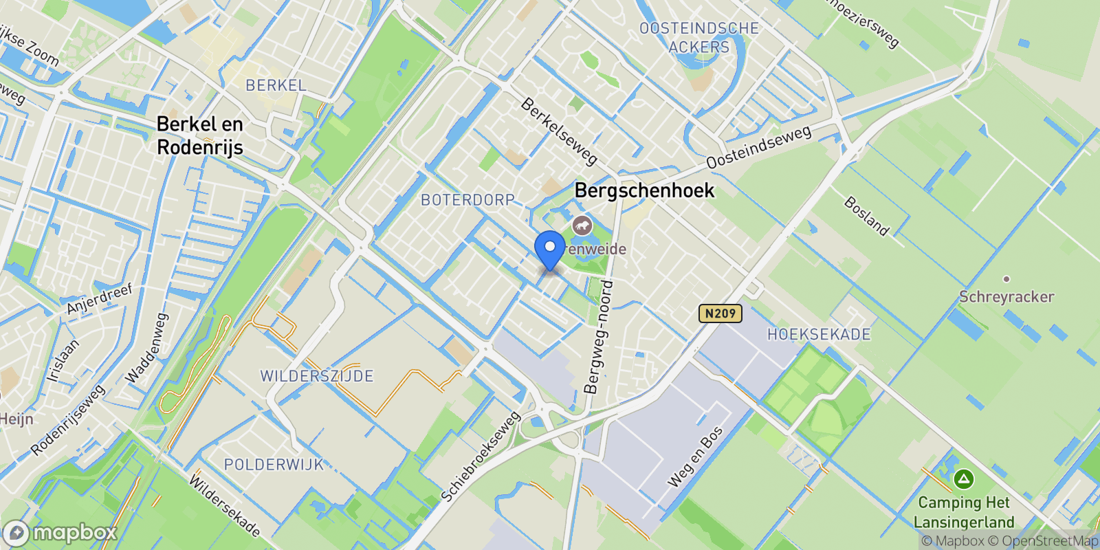 Map showing Oltmansstraat 17, Bergschenhoek, South Holland, Netherlands.