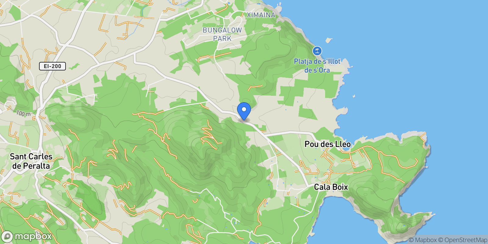 Map showing Carretera Cala Boix, Baleares, Santa Eularia des Riu, Balearic Islands, Spain.