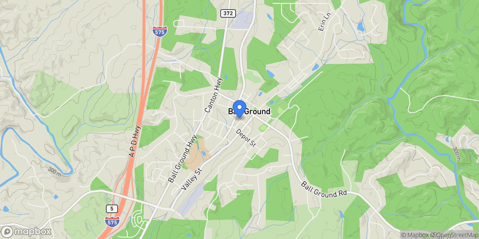 Map showing Ball Ground, Georgia, United States.