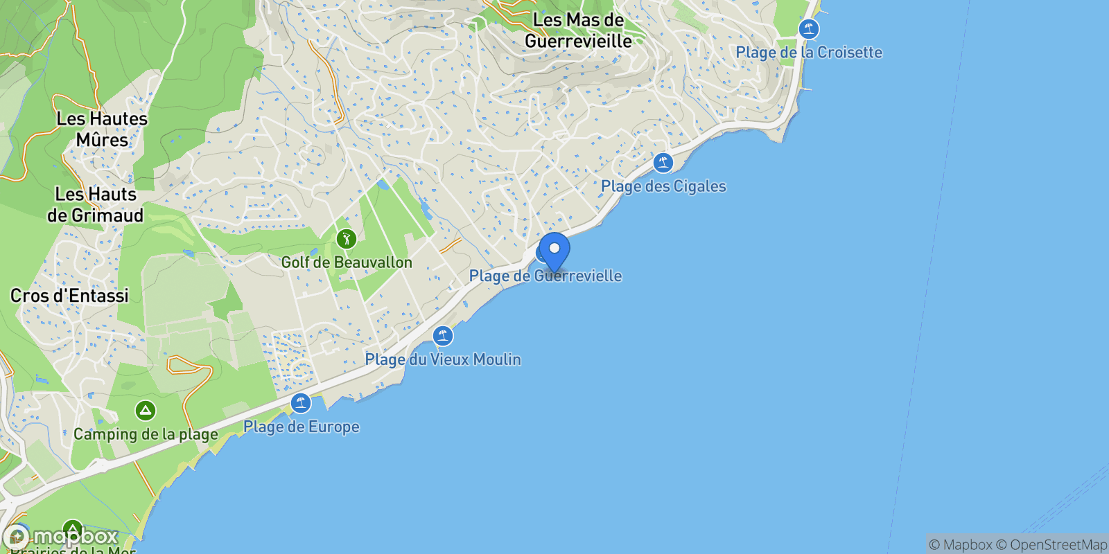 Map showing Grimaud, Provence-Alpes-Côte d'Azur, France.