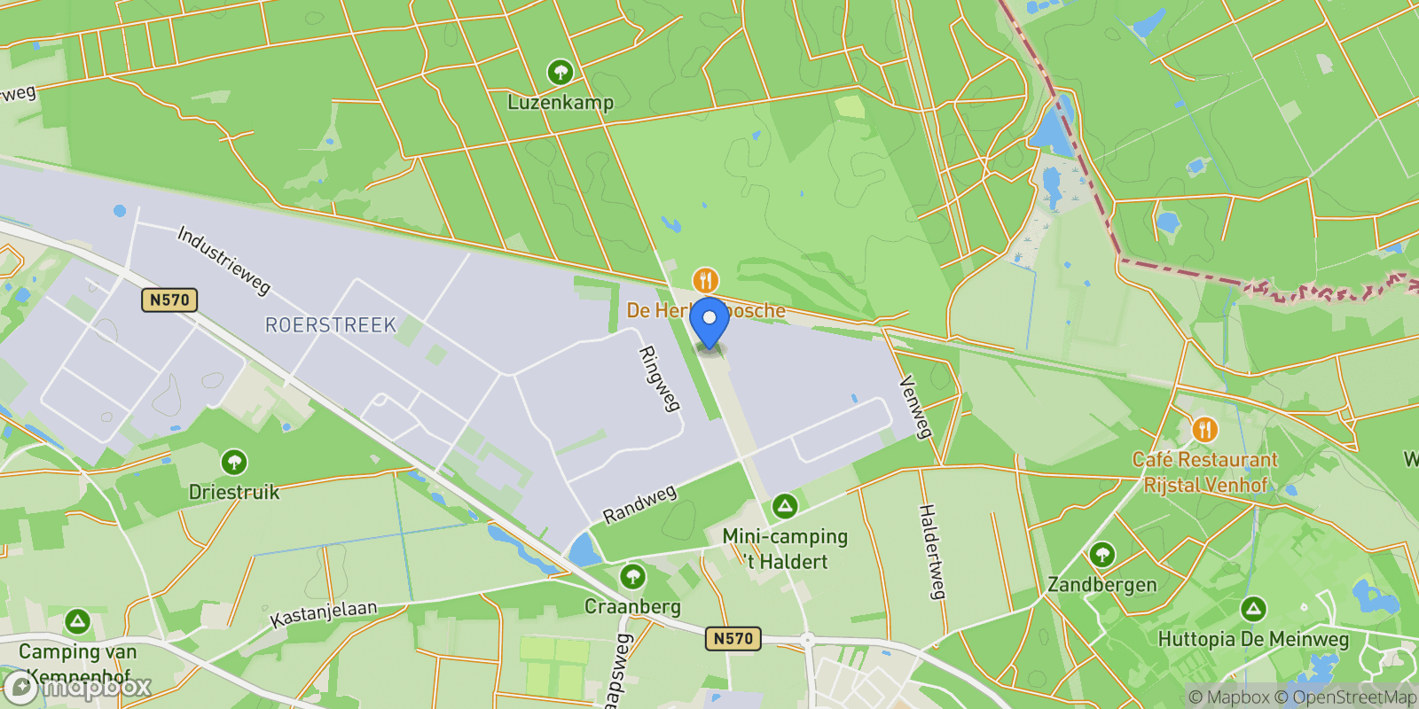 Map showing Stationsweg 92, Herkenbosch, Limburg, Netherlands.