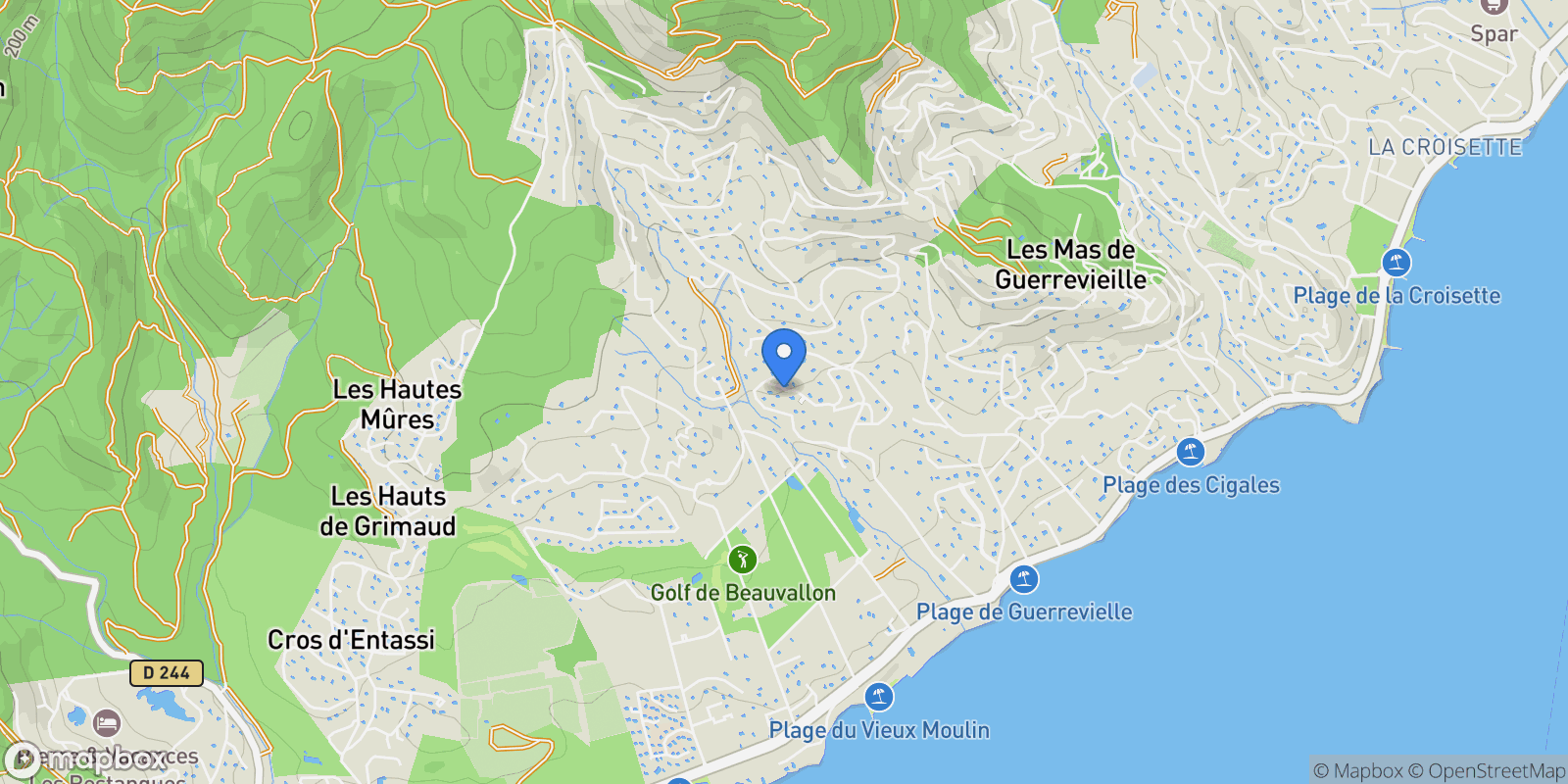 Map showing Grimaud, Provence-Alpes-Côte d'Azur, France.