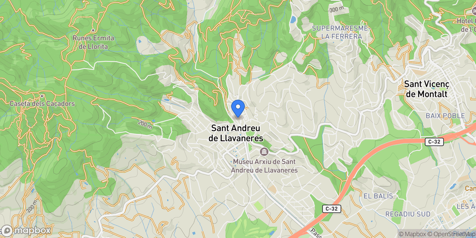 Map showing Sant Andreu de Llavaneres, Barcelona, Sant Andreu de Llavaneres, Sant Andreu de Llavaneres, Catalonia, Spain.