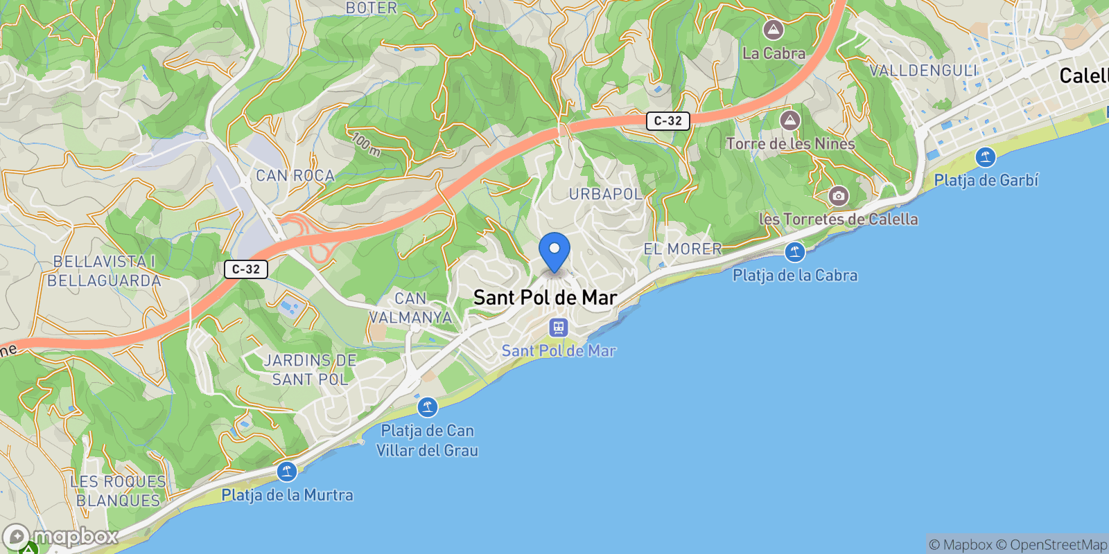 Map showing Sant Pol De Mar, Barcelona, Sant Pol De Mar, Sant Pol de Mar, Catalonia, Spain.