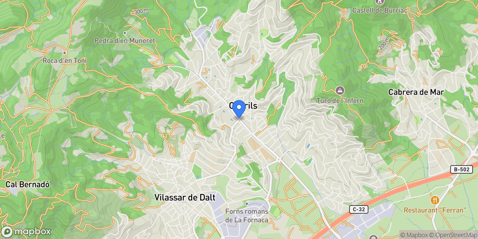 Map showing Cabrils, Barcelona, Cabrils, Cabrils, Catalonia, Spain.