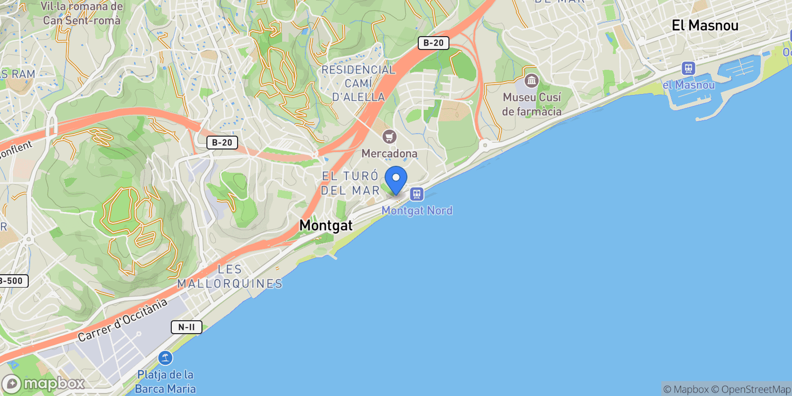 Map showing Montgat, Barcelona, Montgat, Montgat, Catalonia, Spain.