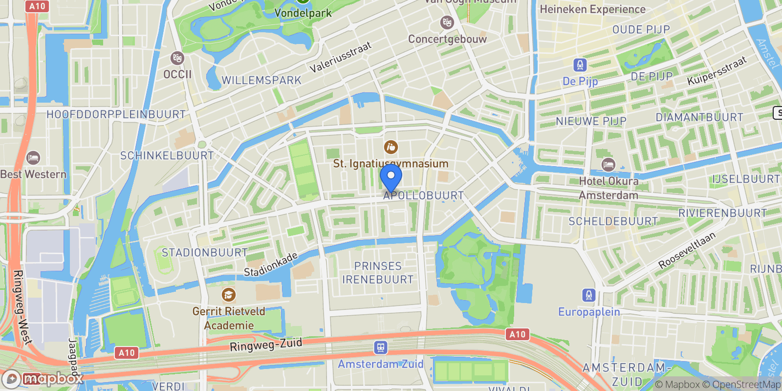 Map showing Stadionweg 166 4, Apollobuurt, North Holland, Netherlands.