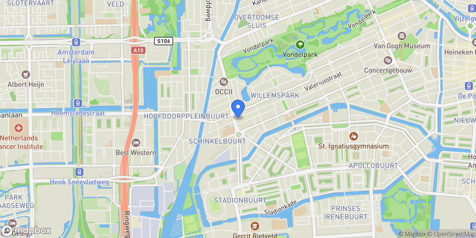 Map showing Valeriusstraat 255 2, Apollobuurt, North Holland, Netherlands.
