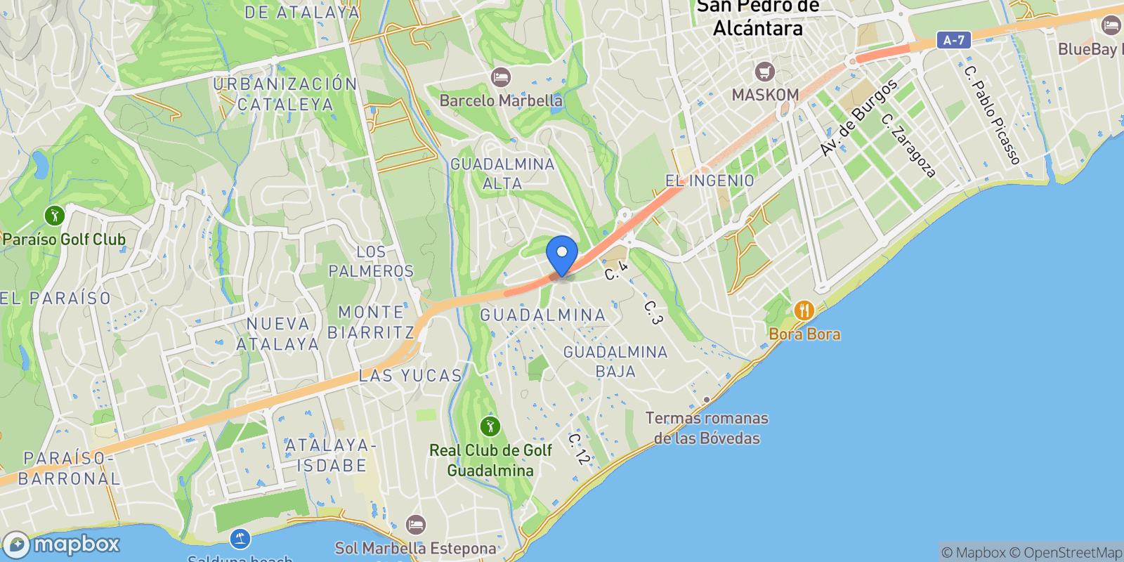 Map showing Lugar Guadalmina Baja, 168, 29670 San Pedro Alcántara, Málaga, Spain, Guadalmina Baja, San Pedro de Alcantara, Spain.
