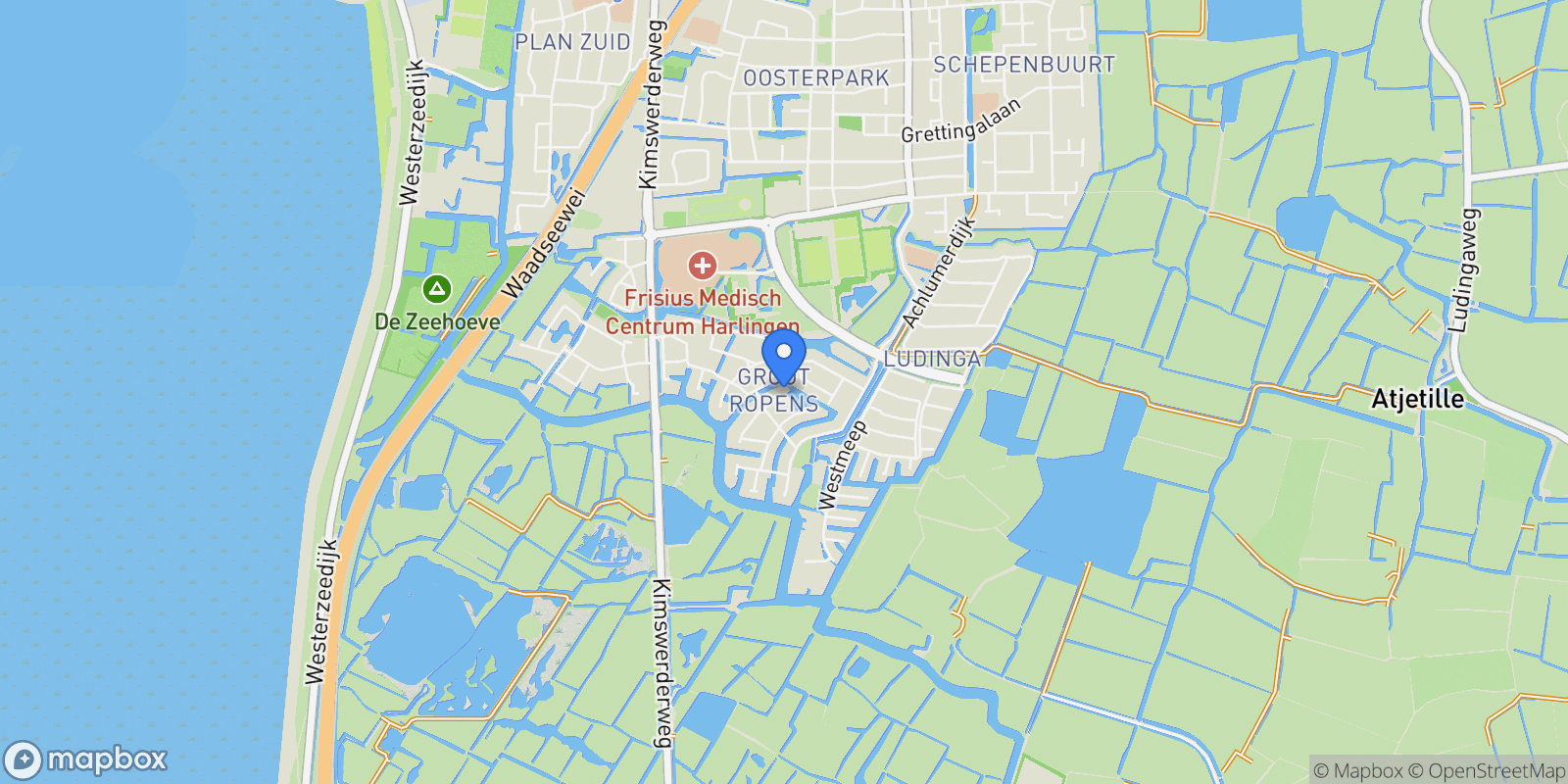 Map showing De Watersnip 18, Harlingen, Friesland, Netherlands.