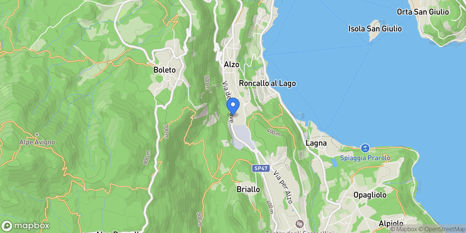 Map showing Alzo, Piedmont, Italy.