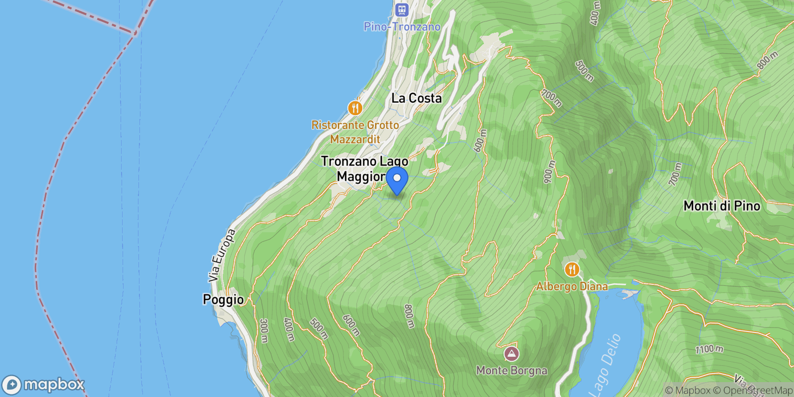 Map showing Tronzano Lago Maggiore, Lombardy, Italy.