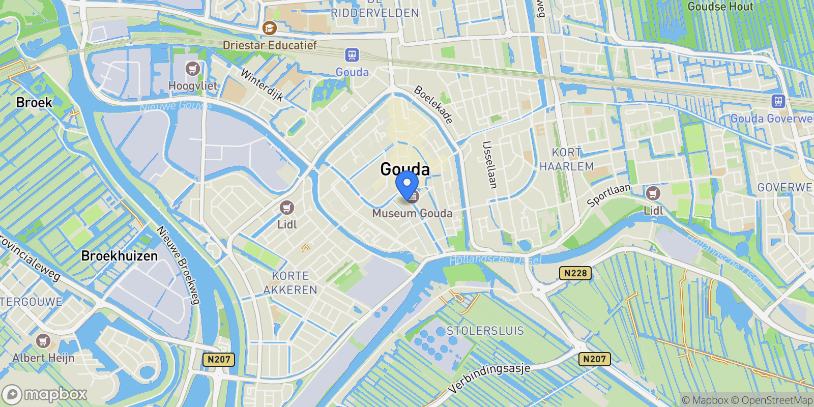Map showing Westhaven 13, Gouda, South Holland, Netherlands.