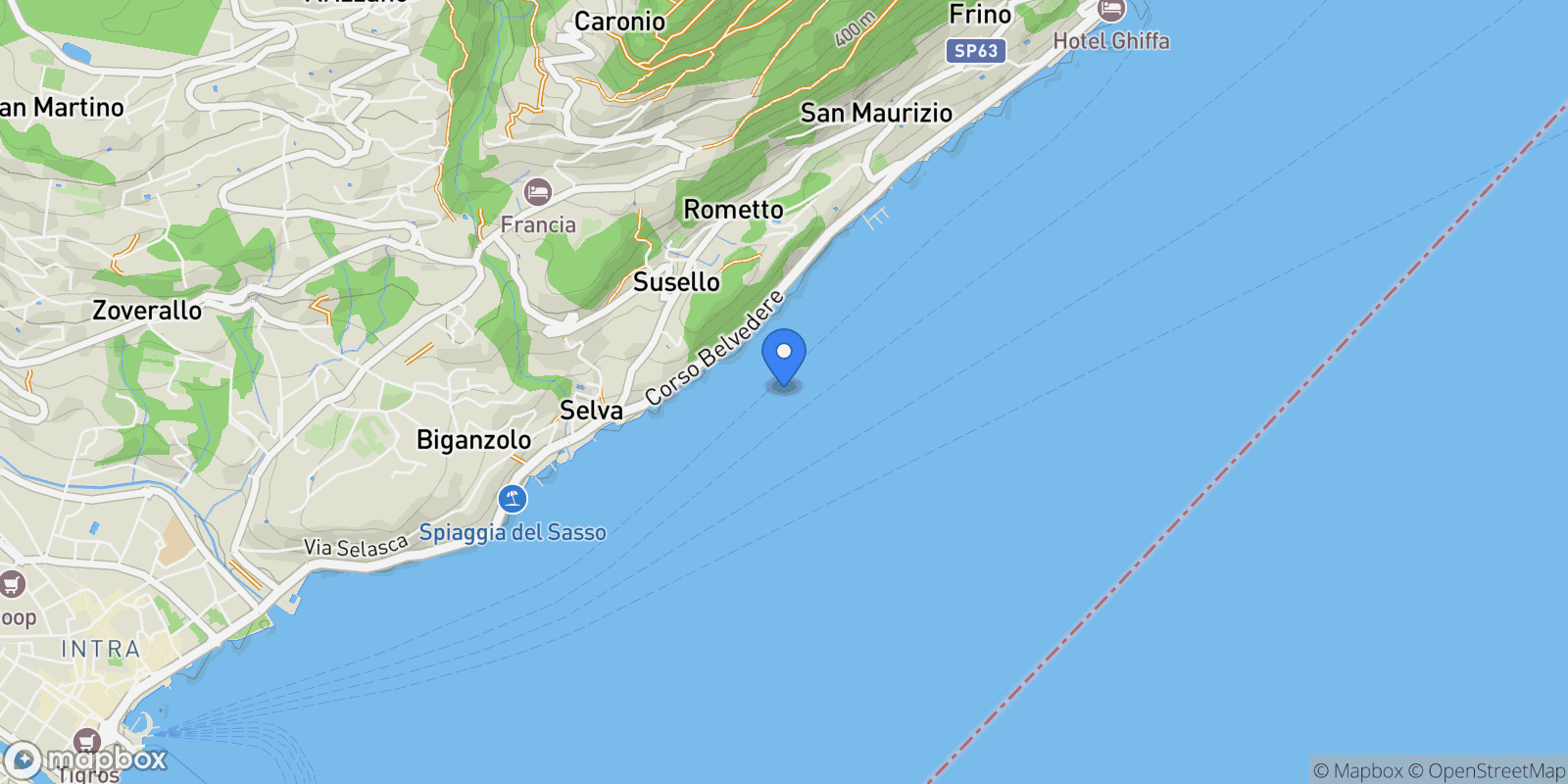 Map showing Susello, Piedmont, Italy.