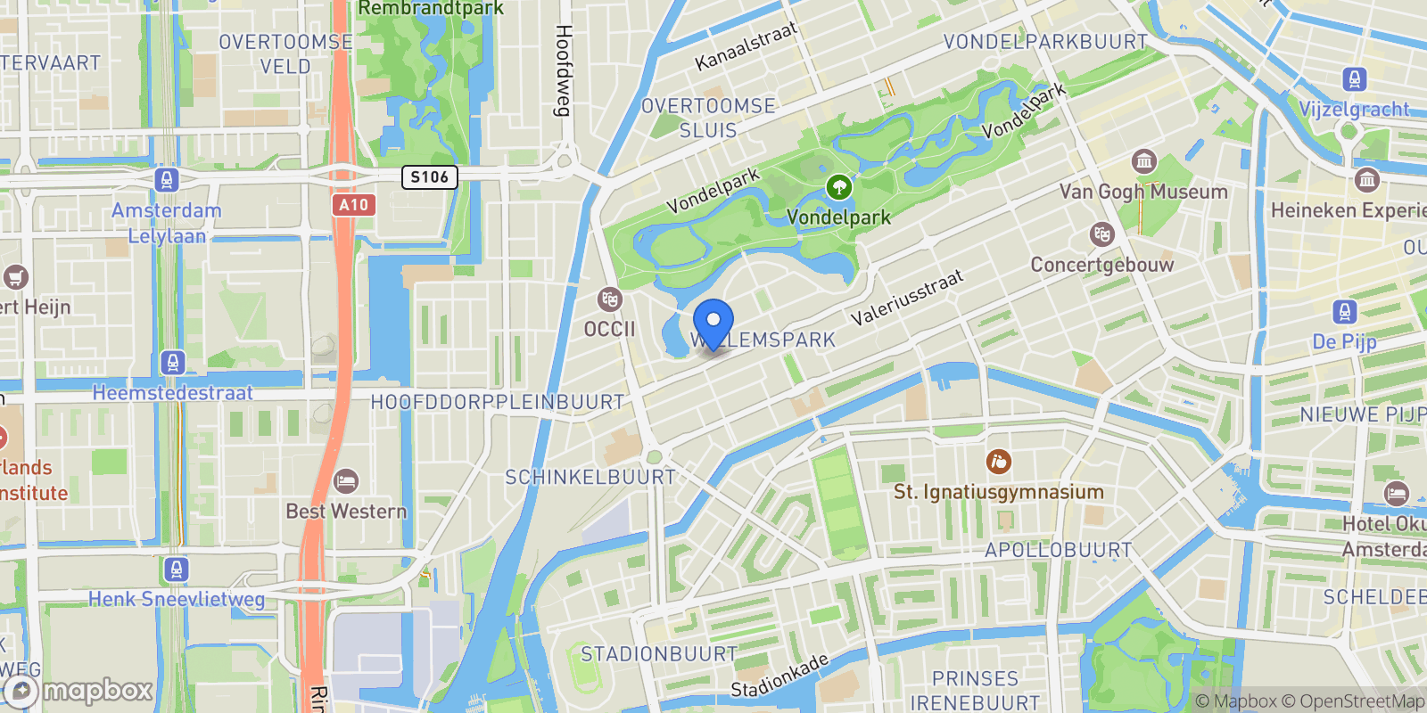 Map showing Koninginneweg 164 C, Apollobuurt, North Holland, Netherlands.