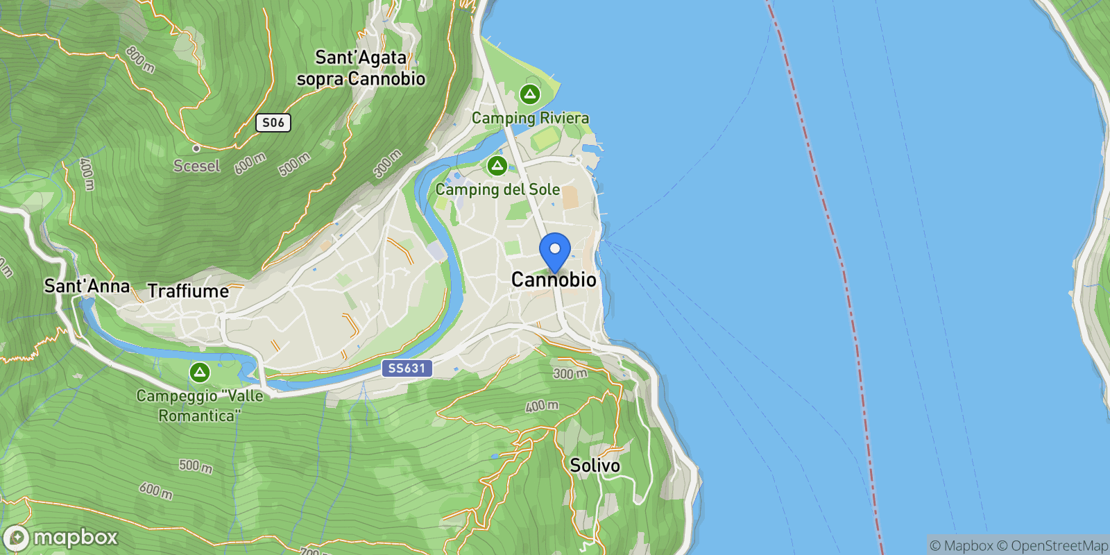 Map showing Strada Nazionale, Cannobio, Piedmont, Italy.