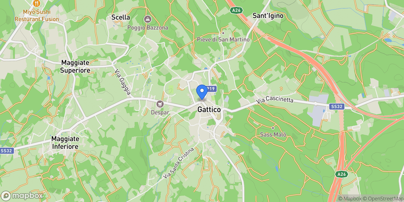 Map showing Gattico-Veruno, Gattico, Piedmont, Italy.