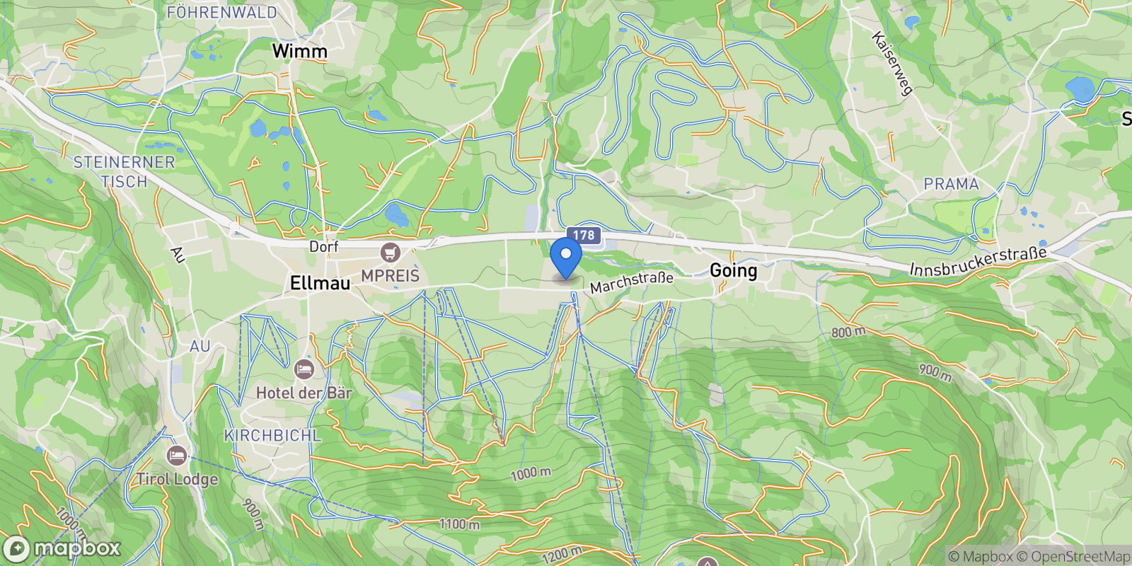 Map showing Marchstraße, Going am Wilden Kaiser, Tyrol, Austria.