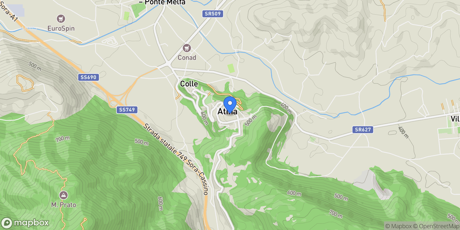 Map showing Via Colle Cimento, 236">, Atina, Lazio, Lazio, Italy.